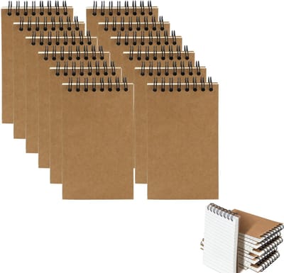 KZQ Set van 12 kleine pocket notebooks - Mini spiraalnotitieblokken voor thuis werk en school - Notitieboekjes voor memo's en aantekeningen - Compact en draagbaar