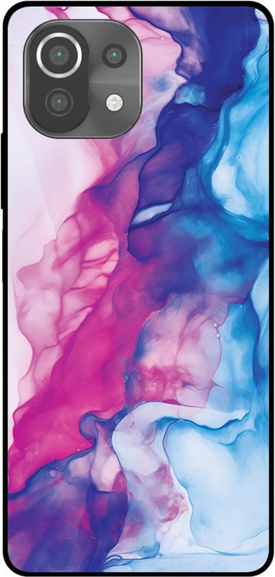 Smartphonica Telefoonhoesje Geschikt voor Xiaomi Mi 11 Lite met Roze Blauw Marmer Opdruk - TPU Backcover Case Rose Blue Marble Design geschikt voor Xiaomi Mi 11 Lite