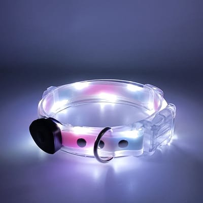 Lichtgevende halsband-nachtzicht-verloren voorkomen-hondentuig-hoog helderheid-hondenriem-huisdieraccessoire—Roze-blauwe halsband