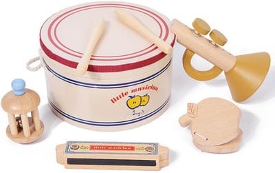 5-Delige Houten Kindermuziekset - Slaginstrumenten Set voor Baby en Peuter