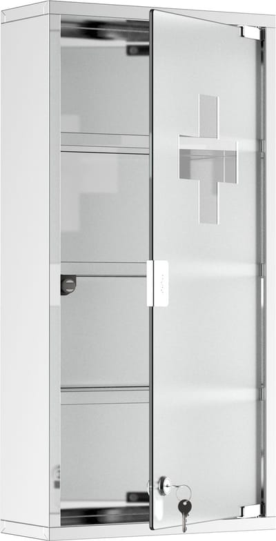 HOMCOM medicijnkast - met slot - eenvoudige montage - zilver
