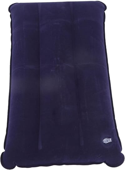 Opblaasbaar Kussen - Reiskussen - Comfortabel Rusten - Draagbaar Luchtmondstuk - 44x27cm - Donkerblauw