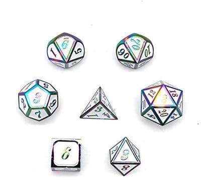 Metalen Polyedrische Dobbelstenen Set voor Rollenspellen - 7 Stuks inclusief Opbergtas - DND Dobbelstenen
