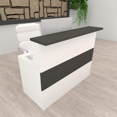 Receptie Toonbank - Balie Kantoor - Klantenservice Bieden - Met Kabeldoorvoeren - 110 x 60/75 x 110 cm - Wit Grafiet