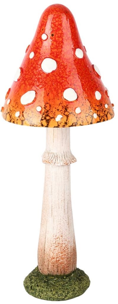 Paddenstoel met witte stippen oranje polyresin 23 cm hoog - tuinbeeld - hoogkwalitatieve keramiek- decoratiefiguur - interieur - accessoire - voor binnen en buiten - herfstcollectie - geschenk - cadeau - gift - verjaardag