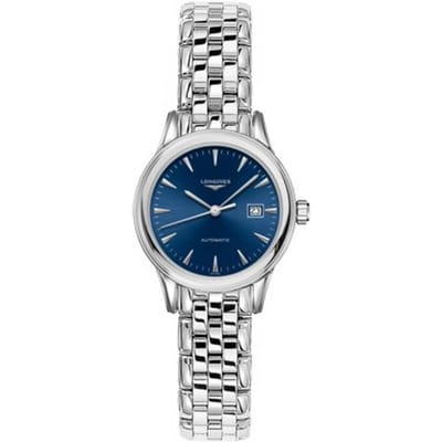 Longines Flagship Automatisch Mechanisch Uurwerk 30m Waterbestendig Horloge 30mm Blauwe Wijzerplaat Roestvrijstalen Kast Dameshorloges zilver L4.374.4.92.6 Regular Watch Box,Blue Dial Silver Strap gray