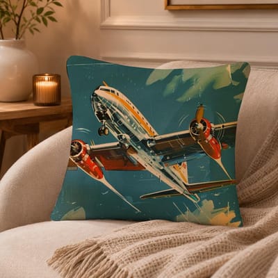 Vliegtuig Vliegtuig Coole Kussensloop Anti-huisstofmijt Kussensloop Onzichtbare rits zijdezacht kort pluche Bankkussenhoes 50x50cm