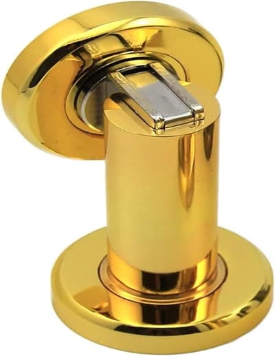 Deurstopper - Magneet Deur - Deuren Opvangen - Roestvrij Staal - 50mm Diameter - PVD Goud