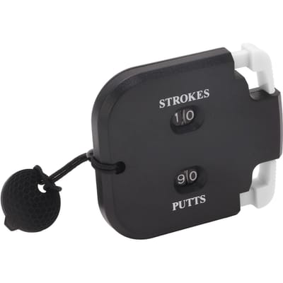 Compteur de Score de Golf en Plastique à 2 Chiffres Compteur de Coups et de Putts Clicker avec Fonction d'Annulation Auxiliaire Pour 2 Joueurs Black Body White Press