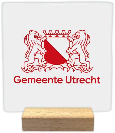 Gemeente Utrecht - Keramische decoratie tegel - incl. houten presenteerblok