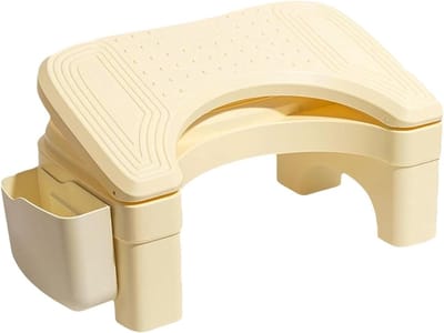 Opstapje Toilet - Krukje Voetenbankje - Comfortabel Zitten - Met Opbergvak - 24x46x17cm - Beige