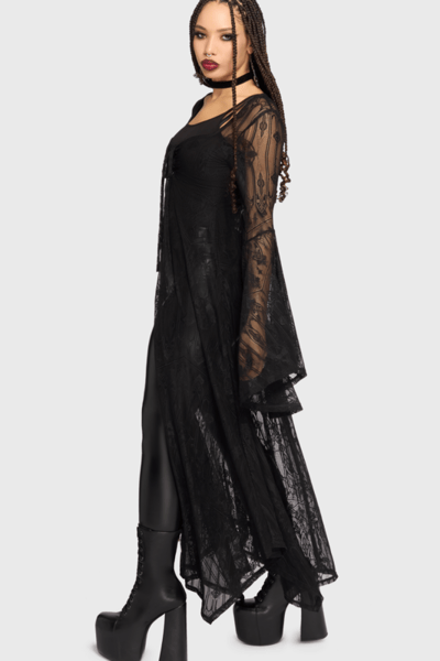 Killstar - Gothic Cardigan - Crux Obscura - Shadow Queen Duster - XS tot 4XL - voor Vrouwen - zwart