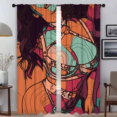 Abstract Sexy Meisje Verduisteringsgordijn voor Kamer 2 Paneel Gordijnen voor Slaapkamer Shades Jaloezieën Scheidingswand Halloween Decoratie Woonkamer W50xH70cmx2pcs-CL