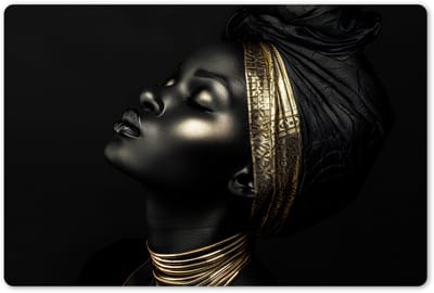 Placemats 45x30 cm - Placemat kunststof - 1 stuk - Vrouw - Goud - Portret - Modern - Borden onderleggers - Decoratie voor op tafel - Keuken tafeldecoratie accessoires - Vinyl onderlegger - Tafelversiering