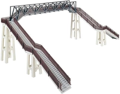 Voetgangerbrug Model - Modelspoor Brug - Landschapsinrichting Trein - Vier Pijlers Overspanning - Schaal HO - Multicolor