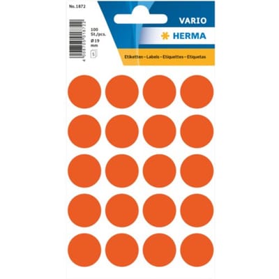 Huismerk Herma 1872 Etiket Rond 19mm Rood - pakje met 5 velletjes stickers