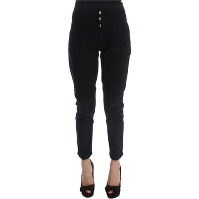 Costume National Dames Zwart Katoen Slim Fit Cropped Jeans