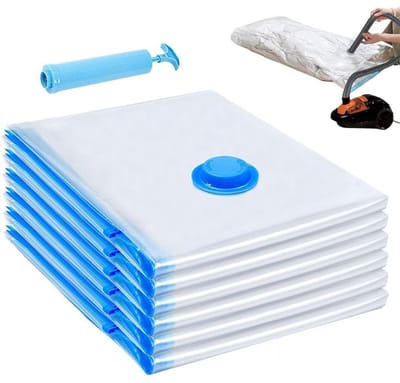 Opbergzakken - Vacuüm opbergzakken - Set van 6 - 60 cm * 80 cm - Met handmatige luchtpomp - Geschikt voor kleding, kussens, dekbedden en dekens - Bespaart 80% ruimte - Een must-have voor thuis en op reis.
