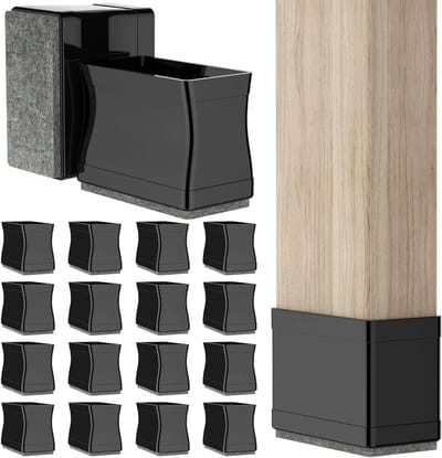 Stoelpootbeschermers - Meubeldopjes Vilt - Vloeren Beschermen - Geïntegreerde Vilten Pads - 24 Stuks - Zwart