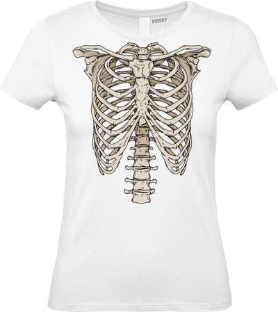Dames t-shirt Skelet | Carnavalskleding dames | Carnaval Kostuum | Foute Party | Wit Dames | maat XS