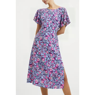 French Connection Fotini Delph Cut Out Back Drss Placid Blue Maat: 10 | Midi Jurken Outlet | Dames | Blauw