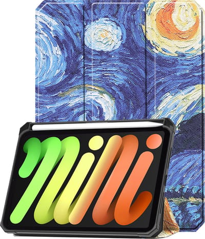 Hoesje - Geschikt voor Apple iPad Mini 7 (2024) - 8.3 inch - 7e Generatie - Dun & Stevig - Trifold Bookcase - Hard Cover Case - Met Uitsparing Geschikt voor Apple Pencil - Hardcover Book - Tablet Hoes - Sterrenhemel