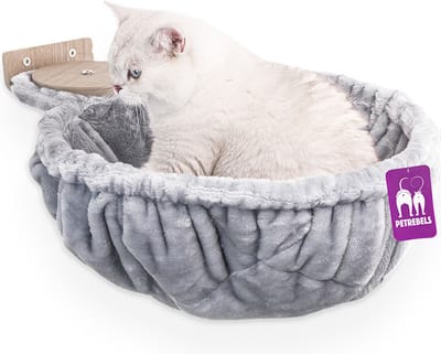 Petrebels Wandmeubel wandmontage Klimmuur Kat - Kattenmuur Hang Round 1548 set-Old Grey - 48 x 48 x 6 cm