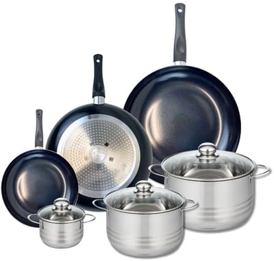 Set van 3 Koekenpannen 20, 28 en 32 cm en 3 kookpotten 12, 20 en 24 cm Elo Prima Brillant
