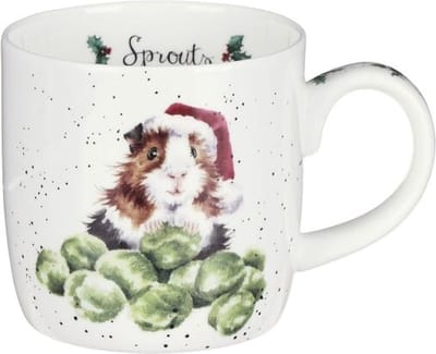 Wrendale Mok Kerst - 'Sprouts' guinea pig mug - Royal Worcester