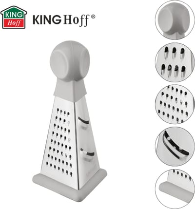 Kinghoff 3-Zijdes Rasp Piramide - Multifunctionele Rasp met 3 Raspvlakken - Rasp, Fijn Raspen en Zesten - 15,8 cm - KH-1987