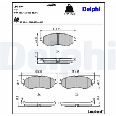 Remblokset DELPHI LP3594, voor