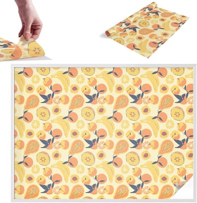 Tulup Raamfolie Anti inkijk - Sappig fruit Melkglas Folie - 200x146 cm - Geel Anti inkijk Raamfolie Glas in Lood - Zonwerende Raamfolie - Naar de keuken, naar de eetkamer - Privacy Folie Raam Glas in Lood