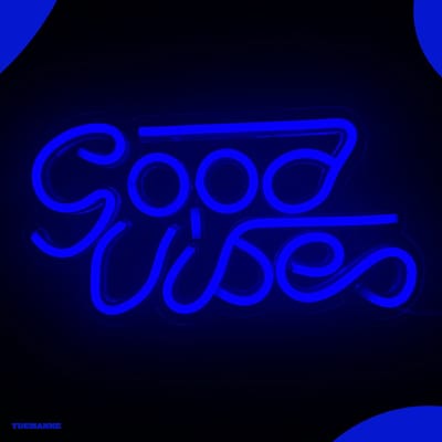 Neon Lamp - Good Vibes Blauw - Dimbaar - Incl. Ophanghaakjes - Neon Sign - Neon Verlichting - Neon Led Lamp - Wandlamp