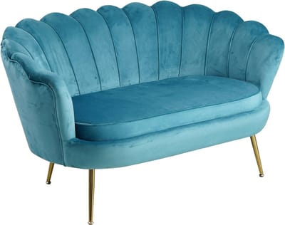 Bank Chanelle Blauw - Velours - Breedte 136 cm - Zithoogte 44 cm - Zitdiepte 56 cm - Zitbreedte 104 cm