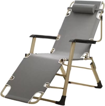 Opvouwbare Relaxstoel - Draagbare Loungestoel - Buiten Zitten - Verstelbaar Met Hoofdsteun - 108x60x100cm - Donkergrijs