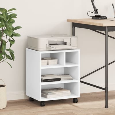 vidaXL - Printerkastje - met - wielen - 41x32x48 - cm - wit