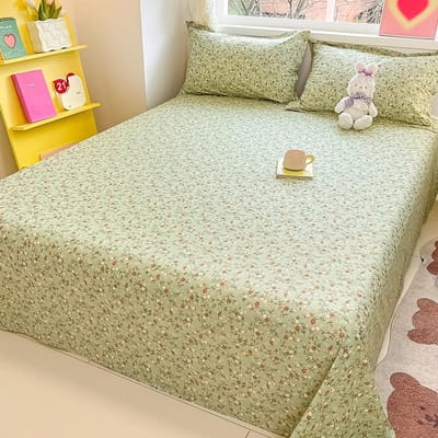 Drap de lit 100% coton, série de fleurs, imprimé, Double, King, pour filles et garçons, enfants, simple, Queen, King Size, 1 pièces 120x230cm 1pcs