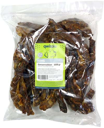 Qwisple Ganzennekken - Hondensnacks Gedroogd Gans - 1000 gr