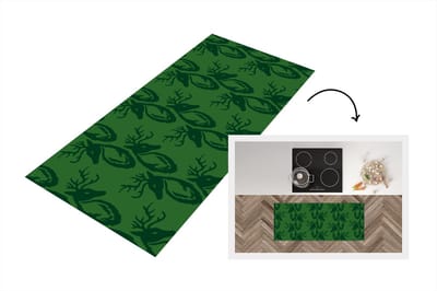 Keukenloper - Loper keuken - Patronen - Groen - Hert - 120x50 cm - Keukenloper vinyl