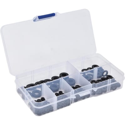 250 stuks Nylon Ringen Zwart Platte Ring Assortimentskit Afdichtende Afstandshouder Pakking voor Huishouden M2?M6