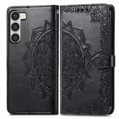 YPCd Bookcase geschikt voor Samsung Galaxy S23 Plus - Bloemen Design - Portemonnee / Wallet Hoesje - Zwart