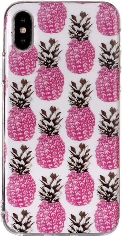 Peachy Roze Ananas TPU Zacht hoesje geschikt voor iPhone XS Max cover - Wit Case