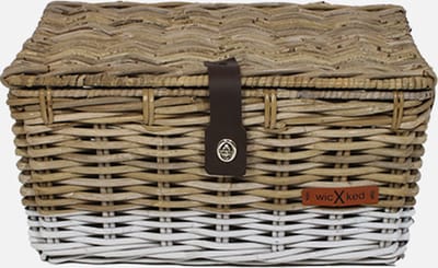Wicked - Fietsmand - Kratmand met klep - Rotan -Large - Met witte rand
