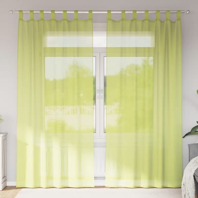vidaXL Gordijnen voile met lipje Top 2 st Appelgroen