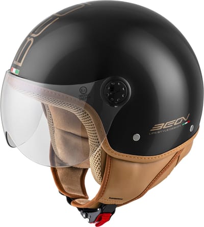 BEON Design Luxe Scooterhelm - Zwart - S - Jethelm met Vizier - Motorhelm - Geschikt voor Vespa, Scooter, Brommer, Motor en Snorfiets