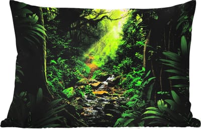 Buitenkussens - Jungle - Water - Bladeren - Zon - Natuur - 60x40 cm - Weerbestendig