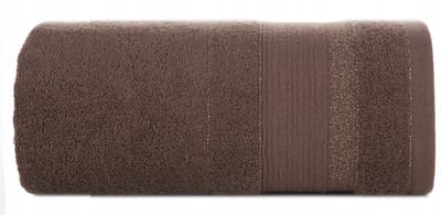 Donkerbruine badstof handdoek April 30x50 cm met jacquard bies