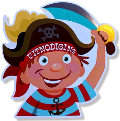 Cards & Crafts Piraten Uitnodigingen Kinderfeestje - 10 Uitnodigingskaarten met Enveloppen - 300 g/m² - 15,5 x 15,5 cm