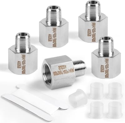 5-delige 3/8" vrouwelijke BSP naar 1/4" mannelijke BSP reducer in 304 roestvrij staal, hexagon connector en slangfitting voor diverse toepassingen