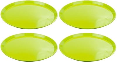 Set van 2x stuks groen rond dienblad van kunststof 34 cm - Serveren - Serveerblad
